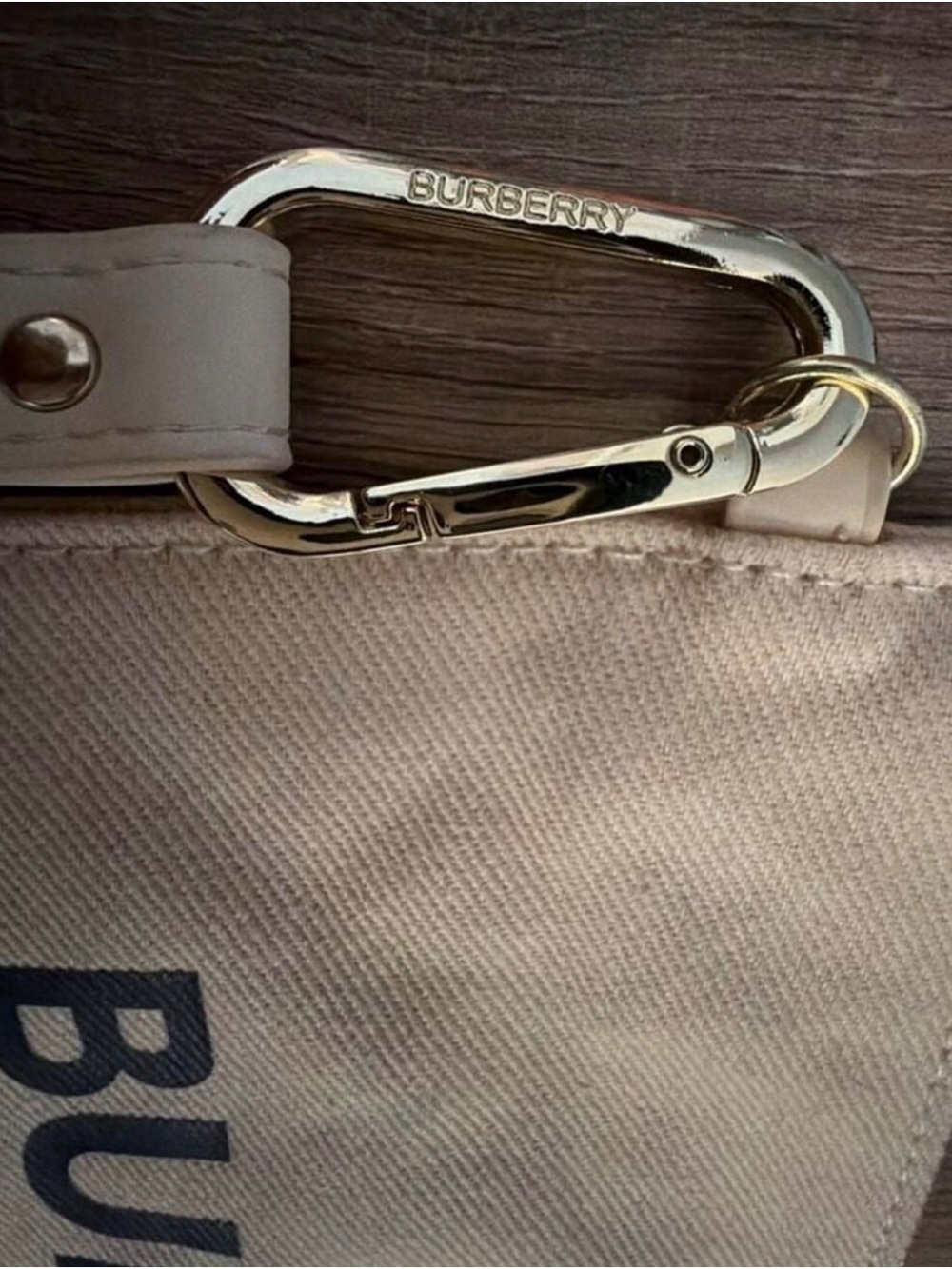 Burberry Beige Logo Canvas Wristlet with Gold Hardware - Picture 5 of 5